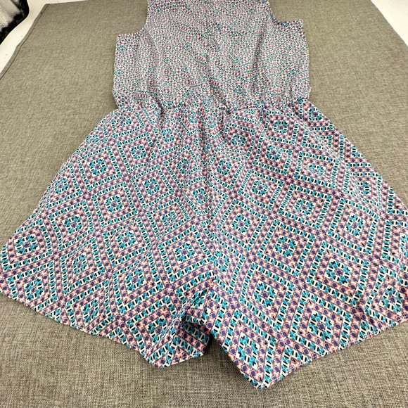 GAP Romper Large Elastic Waist Blue‎ Pink Red White Round Neck Sleeveless - Picture 15 of 16